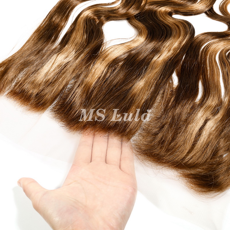 Body Wave #4/27 Highlight Virgin Human Hair 4x4 13x4 Transparent Lace Closure/Frontal - 图片 11